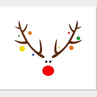 Stylised reindeer with Christmas decorations Posters and Art